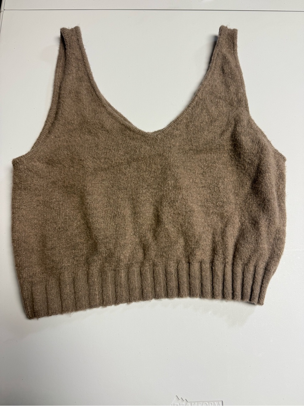 Anniewear Women's V-Neck Knit sweater vest Tank Top - Brown Size M Wool